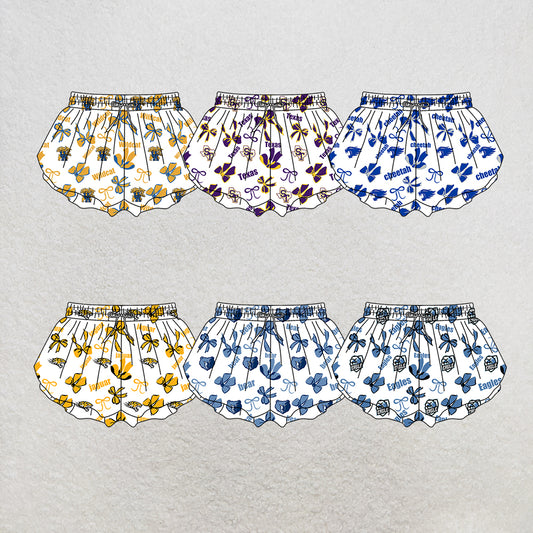 custom moq 5 mix size MSD072301 Baby Girls Bows Summer Print Yoga Shorts Casual Active Bottoms