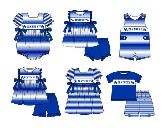 Custom moq 5 mix size milk silk summer teams baby girl boys clothes blue short sleeve shorts sets 2 and brief sets and dress and rompers 2 series