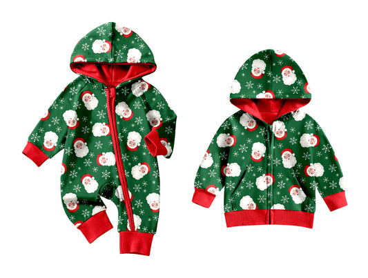 25.7.1 custom each style moq 5eta 4-6week Sibling Sisters Christmas green baby boy long sleeve romper and top match family design