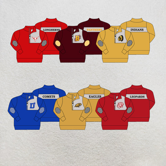 custom moq 5 mix size MSD070701 Baby Long Sleeve Zip Up Pullover Casual Team Top