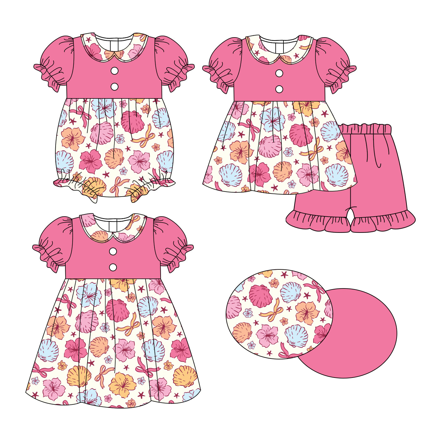 25.10.28 custom each style moq 5 eta 6-8week Sibling Sister bow baby short sleeve shorts sets and romper and dress match design