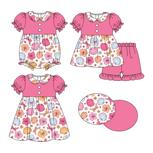 25.10.28 custom each style moq 5 eta 6-8week Sibling Sister bow baby short sleeve shorts sets and romper and dress match design