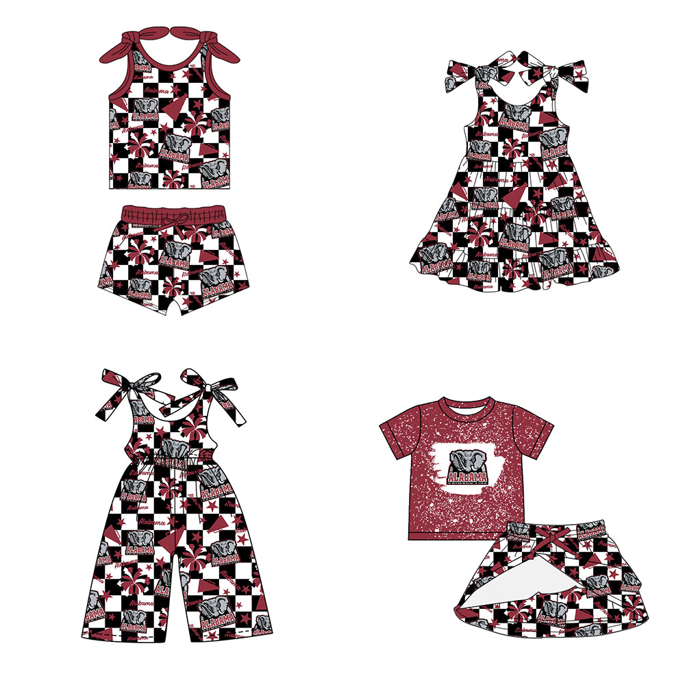 Custom moq 5 mix size milk silk summer teams baby girls clothes team brick red sleeveless shorts sets and skirts sets and dress and jumpsuit-25.7.16