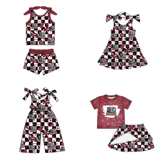 Custom moq 5 mix size milk silk summer teams baby girls clothes team brick red sleeveless shorts sets and skirts sets and dress and jumpsuit-25.7.16