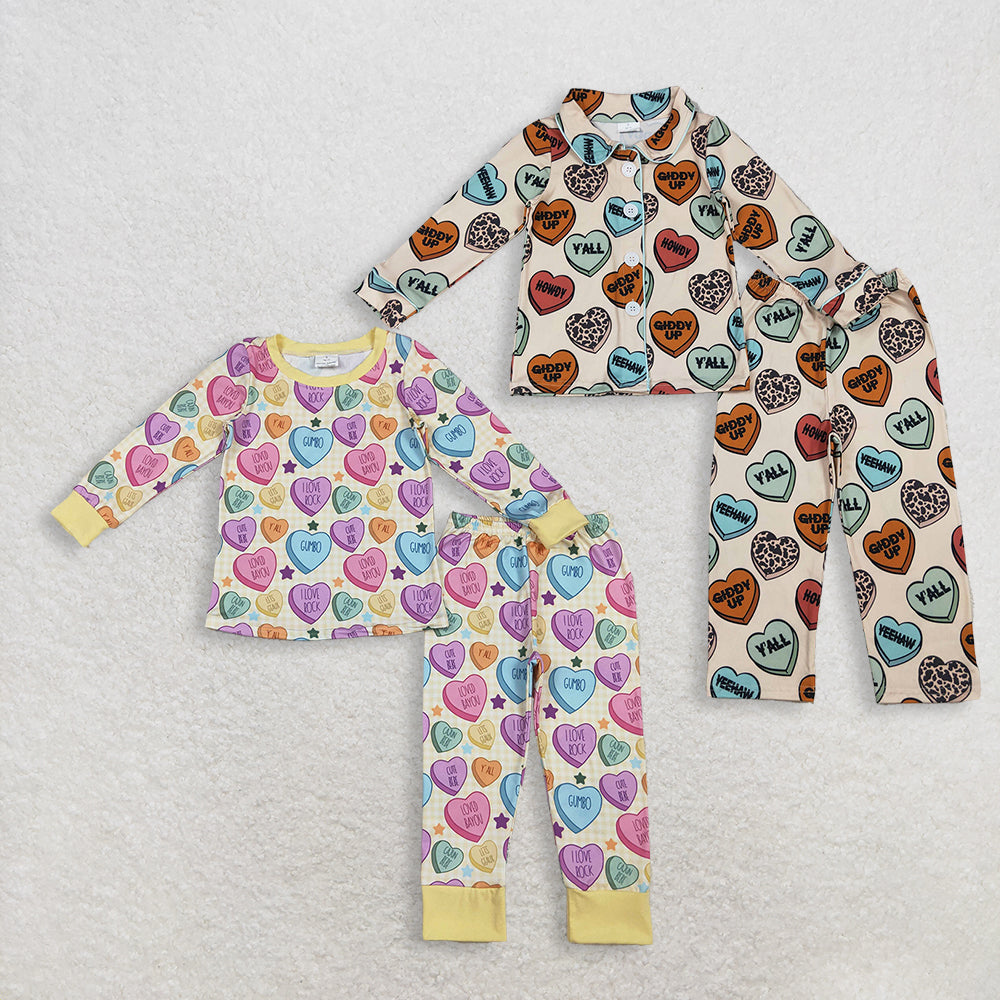 12/18m-7/8t RTS NO MOQ Sibling Baby boys girl clothes valentine love long sleeve pants sets