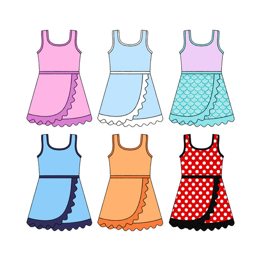 (Pre Order) No moq Baby Girls Scallop Edge Sleeveless Yoga Active Summer Dress