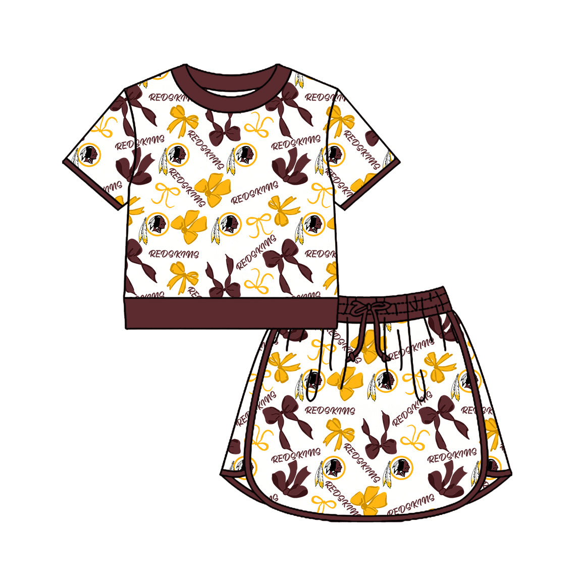 Custom moq 5 mix size milk silk summer teams Girls Polka Dot Top Shorts Set Top Skirt Short Set Zipper Pullover Jogger Pants Set Yellow Pullover Tops
