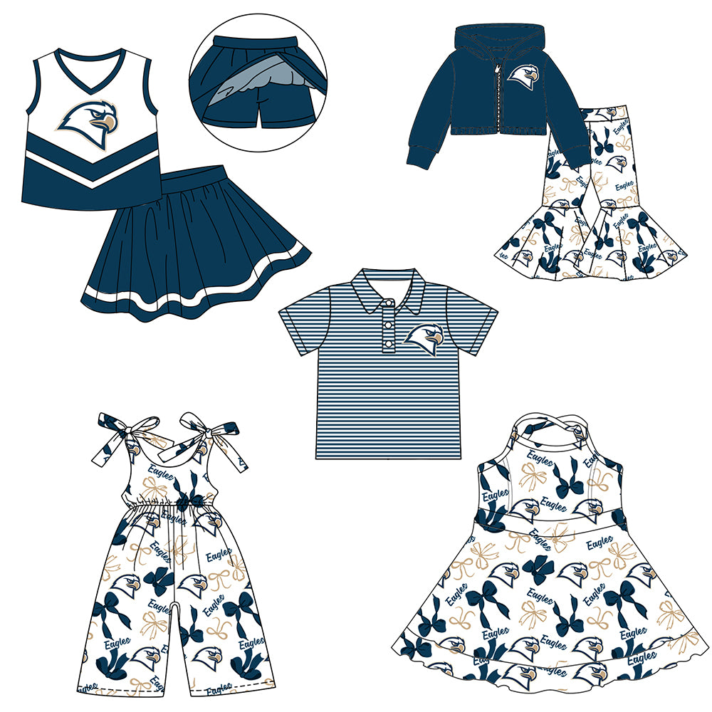Custom moq 5 mix size milk silk summer teams baby girls clothes bow blue hooded long sleeve pants sets and skirts sets and dress and jumpsuit and top-25.7.31