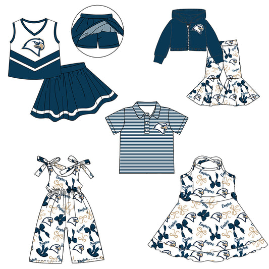 Custom moq 5 mix size milk silk summer teams baby girls clothes bow blue hooded long sleeve pants sets and skirts sets and dress and jumpsuit and top-25.7.31