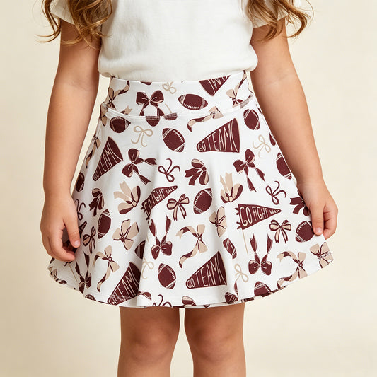 RTS NO MOQ GLK0139 Kids Girls Dark Red Bow Sport Yoga Skort Casual Bottoms