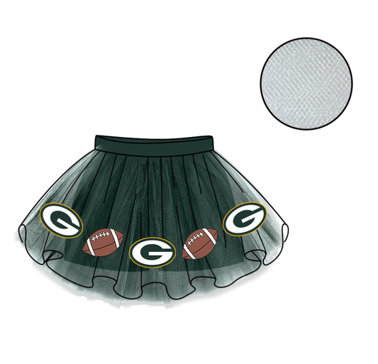 Custom moq 5 mix size milk silk summer teams Baby Girl's Green Mesh Skirt Summer Team Outfit