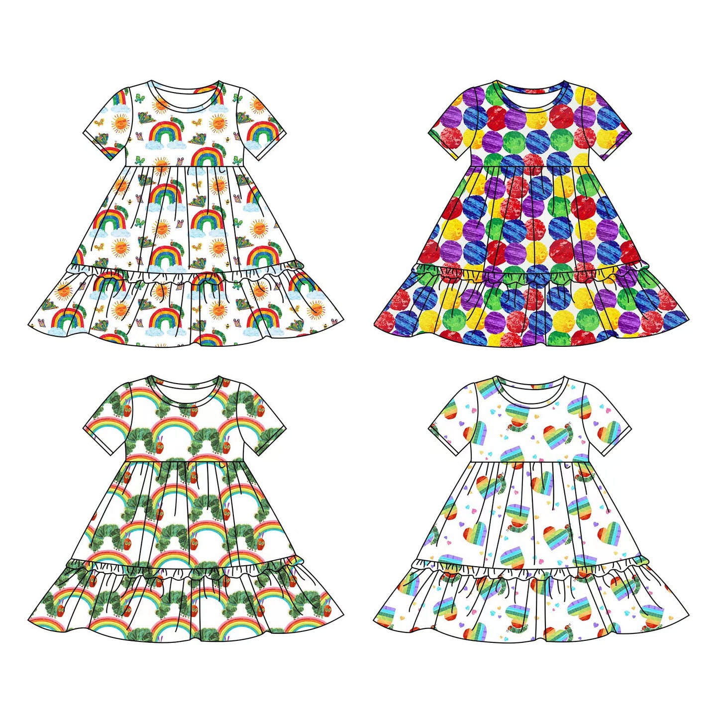 12.5 custom each style moq 5eta 4-6week Sibling Sister baby girl short sleeve dress 1 and dress 2 and dress 3 and dress 4 match family design