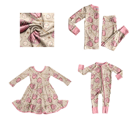 25.8.23 custom each style moq 5eta 4-6week Sibling Sisters baseball baby girl long sleeve pants sets and dress and rompers match family design
