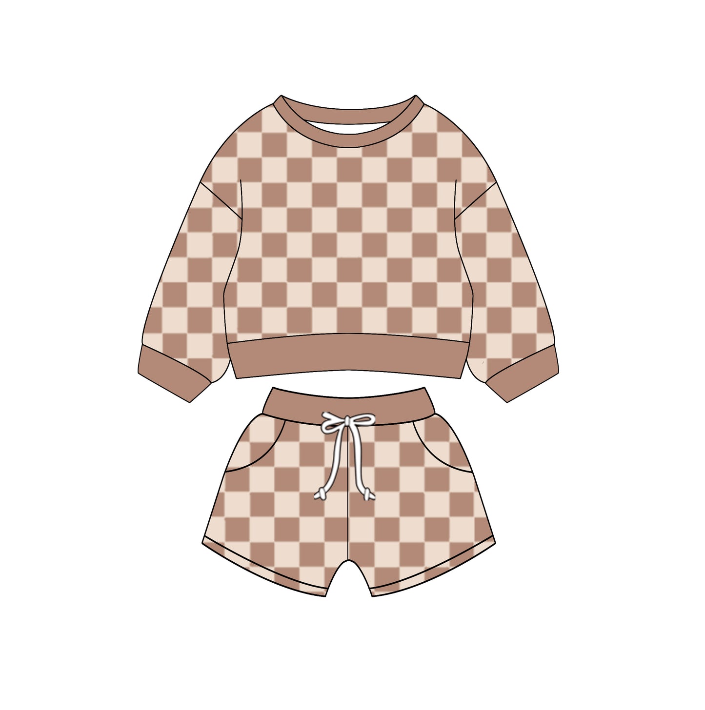 10.27 custom each style moq 5eta 4-6week baby girls clothes khaki plaid long sleeve shorts sets