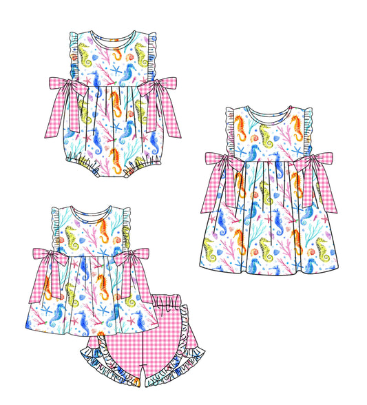26.1.21 custom each style moq 5 eta 6-8week Sibling Sister baby short sleeve shorts sets and romper and dress match design