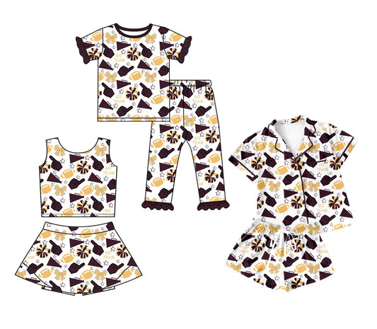 25.9.26 custom each style moq 8 eta 6-8week Sibling Sisters team bow baby girl short sleeve pants set and shorts sets and skirts sets match family design