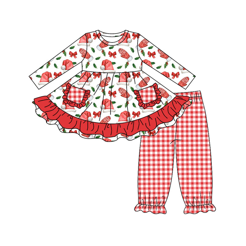 8.8 custom each style moq 5eta 4-6week Sibling Sister Christmas bow red baby girl sets and dress and rompers match family design