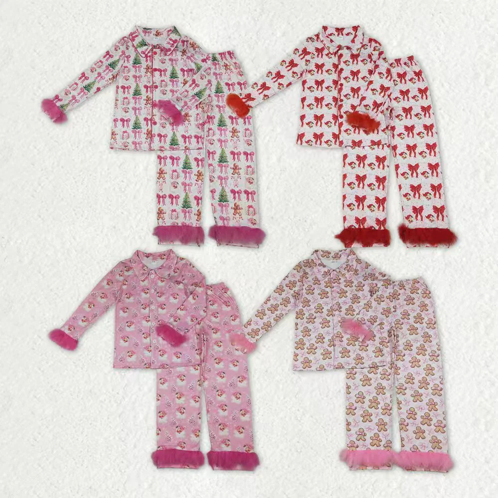 RTS NO MOQ Sibling adult clothes Christmas Plush long sleeve pants Sets