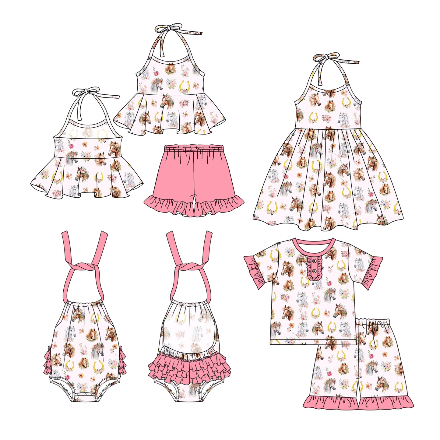 2.26 custom each style moq 5eta 4-6week Sibling Sister baby girl short sleeve shorts sets and sets 2 and boy romper and dress match design
