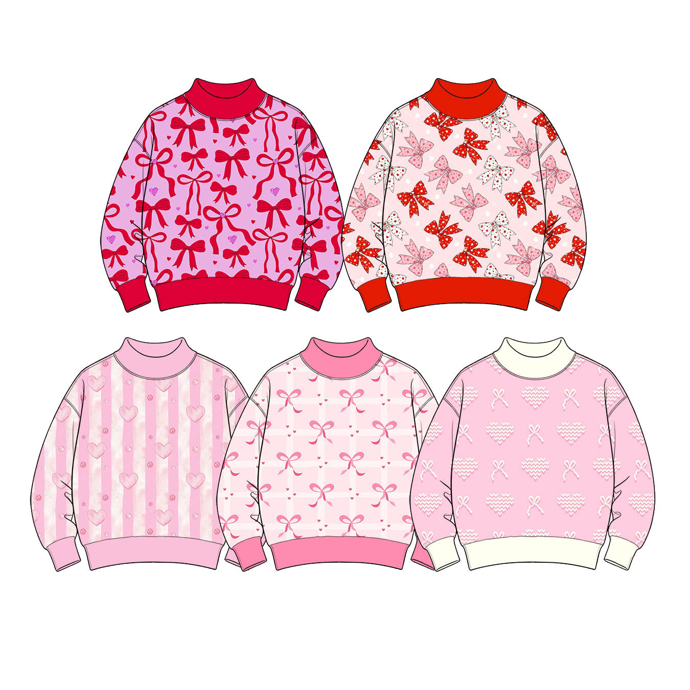 (Preorder new) No moq Baby Girls Long Sleeve Checked Bows Hearts Valentines T-shirts Top