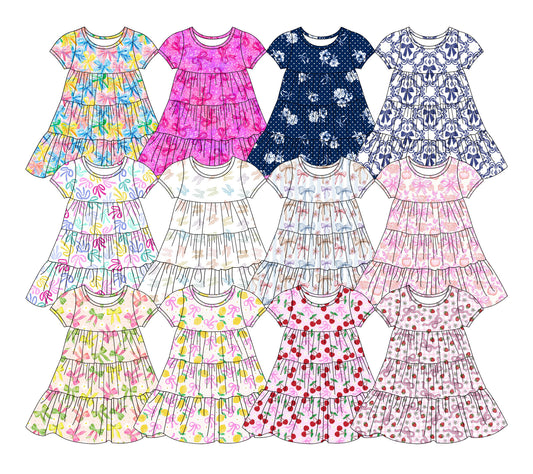 25.11.13 custom each style moq 5 eta 6-8week Sibling Sister baby girl short sleeves dress 12 match design