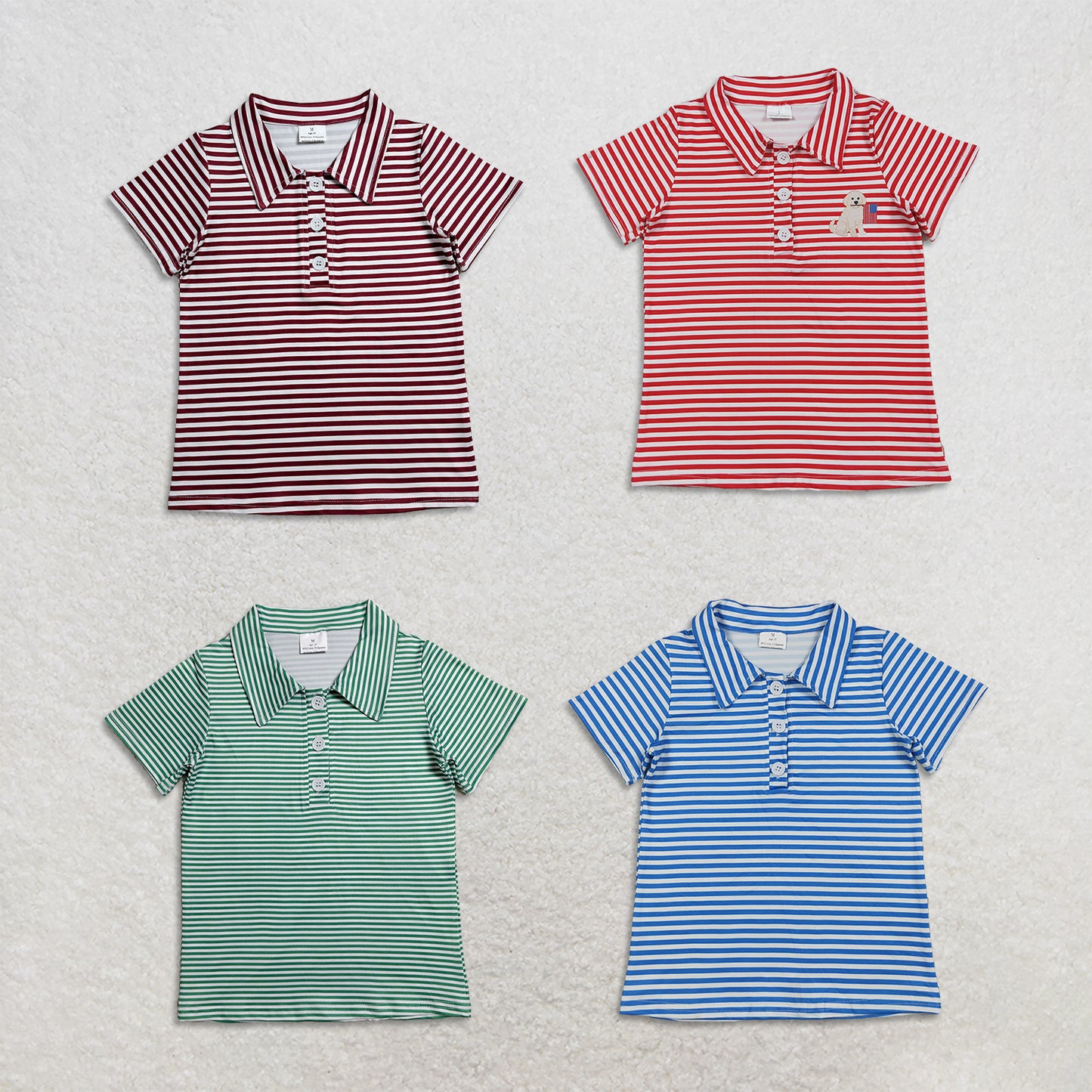 RTS NO MOQ Sibling milk silk Baby Boys Stripe Short Sleeve Button Front Shirts Summer Play Tops