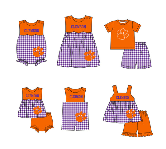 Custom moq 5 mix size milk silk summer teams baby girl boys clothes Orange short sleeve shorts sets 3 and dress and rompers 2 series