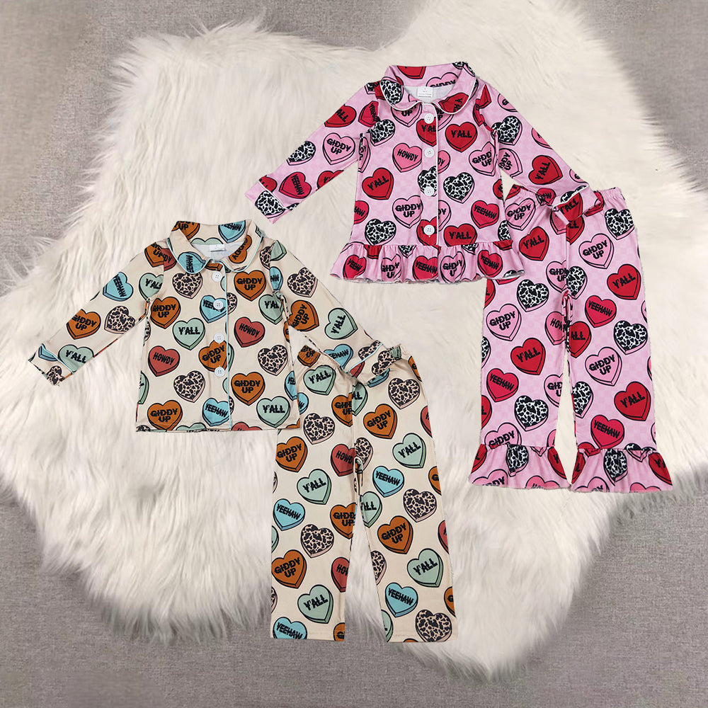 12/18m-7/8t RTS NO MOQ Sibling Baby boys clothes valentine love long sleeve pants sets