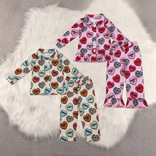 12/18m-7/8t RTS NO MOQ Sibling Baby boys clothes valentine love long sleeve pants sets