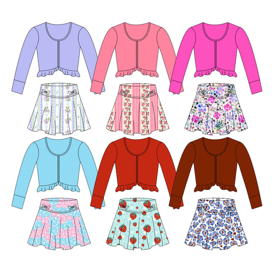 25.11..1 custom each style moq 5 eta 6-8week Sibling Sisters baby girl long sleeve skirts sets 6 match family design