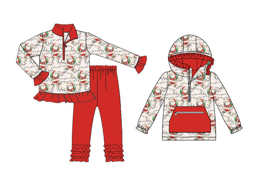 25.8.21 custom each style moq 5eta 4-6week Sibling Sisters Christmas baby girl long sleeve pants sets and top match family design