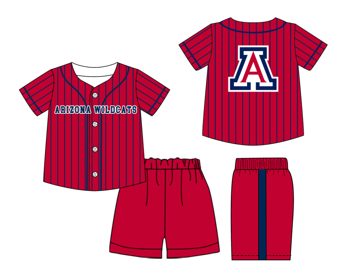 Custom moq 3 or 5 mix size milk silk summer teams baby boy clothes red short sleeve shorts sets-26.1.21