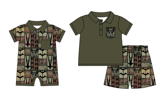 3.21 Custom moq 5 mix size Sibling Cute Clothes Baby Boys Green Romper Short-Sleeved Top And Shorts Set Summer Outfit