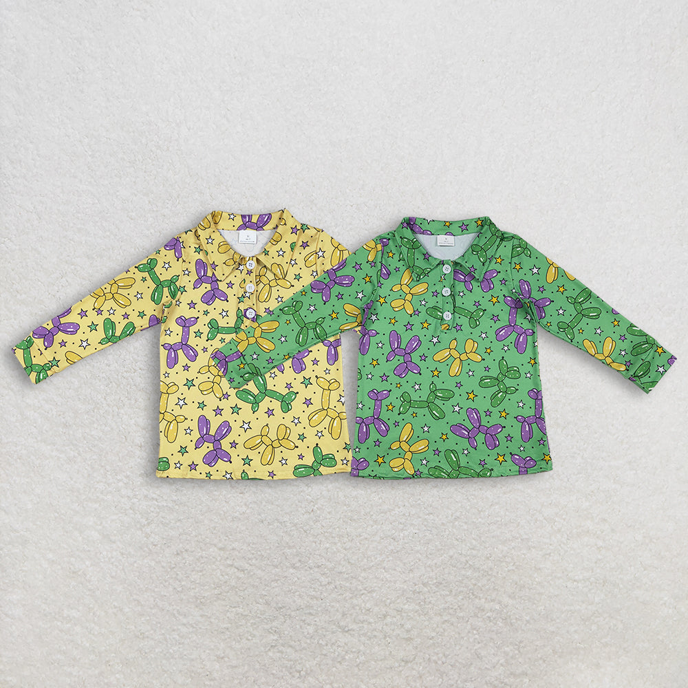 RTS NO MOQ Sibling baby boy clothes mardi gras puppy long-Sleeve Tops