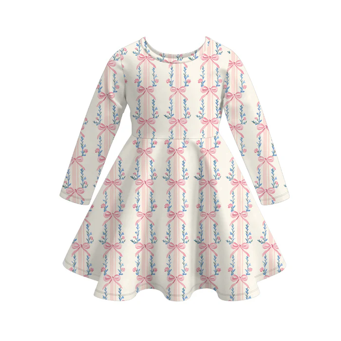 Custom moq 5 each style eta 6-7weeks milk silk baby girls summer long sleeves dresses 6-25.7.14