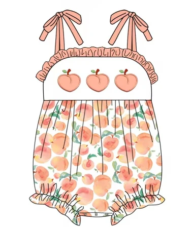 Deadline: May 22 custom eta 5week no moq eta 5-6weeks Summer peach fabric girls romper