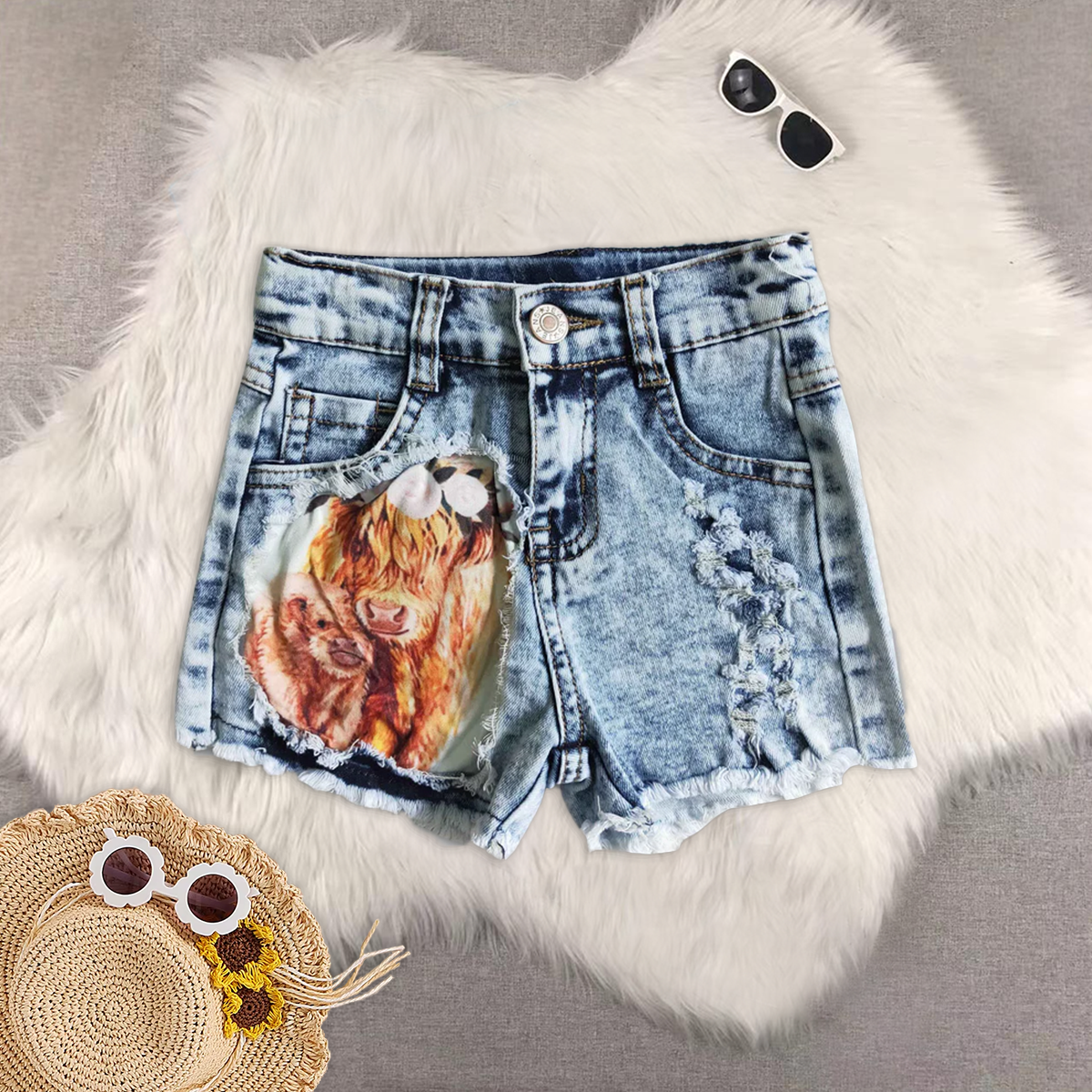 RTS NO MOQ baby girl clothes summer jeans shorts