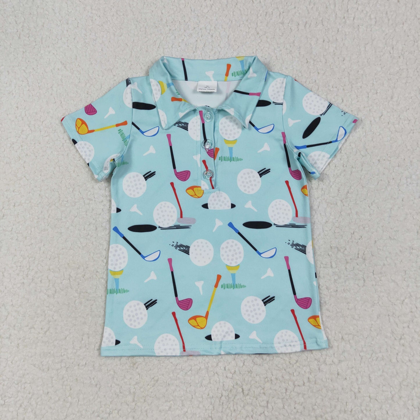 RTS NO MOQ（In Stock) BT1234 Golf teal button collar short sleeve top