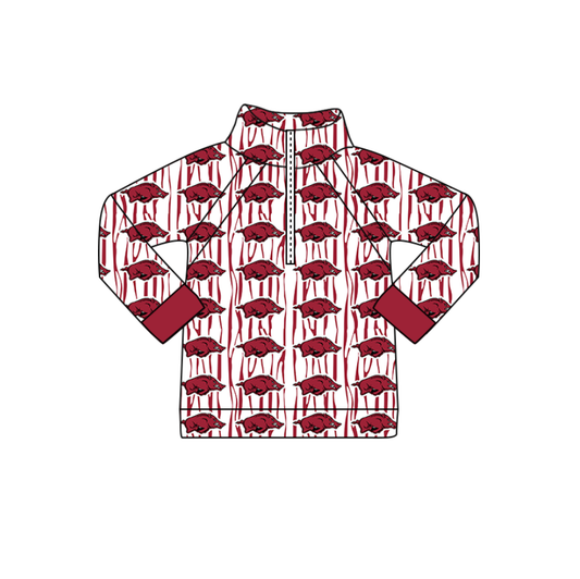 Custom moq 5 mix size milk silk summer team baby girls and boys clothes dark red long sleeve top-25.10.30