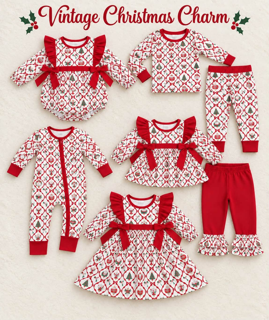 RTS Sibling baby girls clothes Christmas long Sleeve pants sets 2 and dress and rompers 2