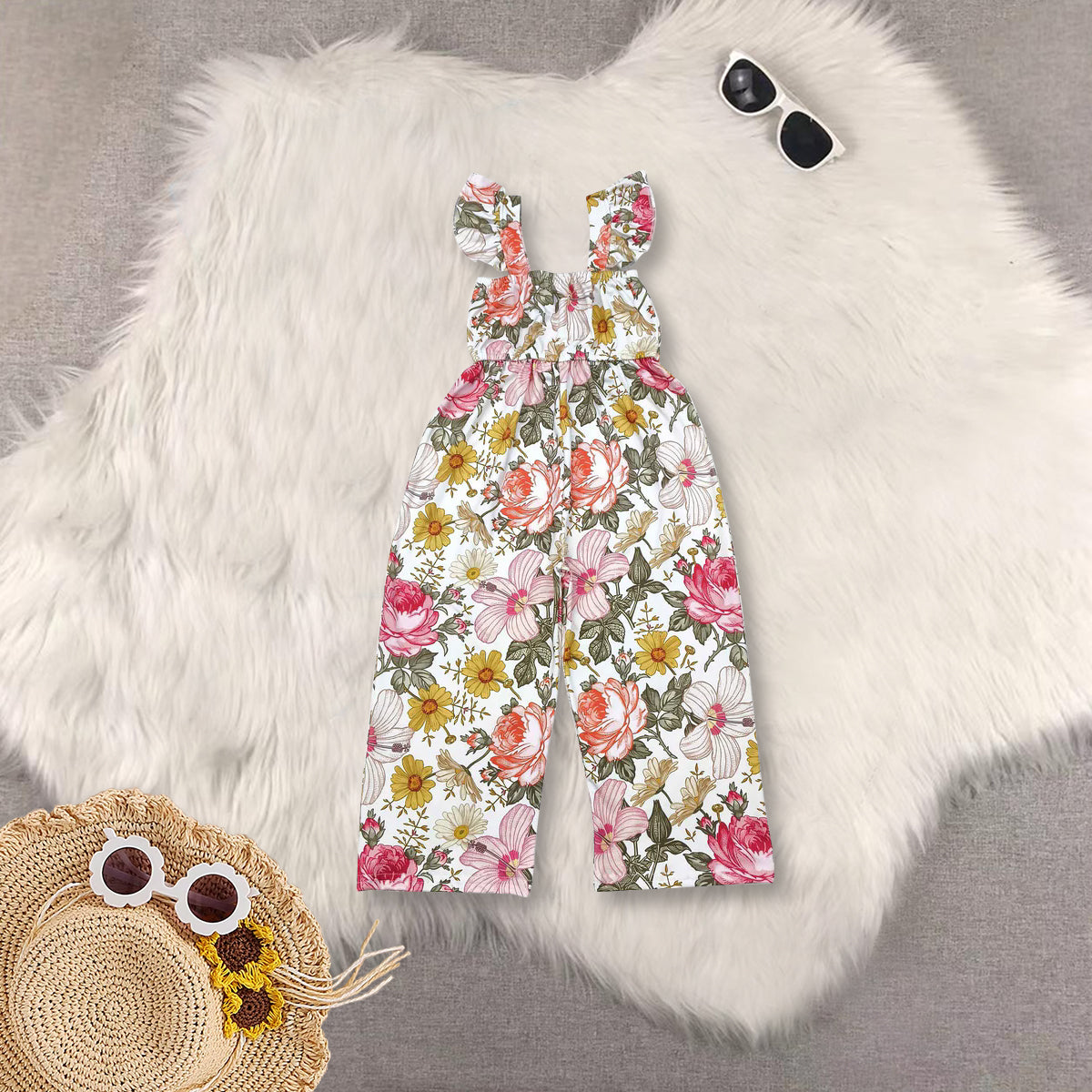 RTS Sibling Baby girls clothes flying sleeve jumpsuits