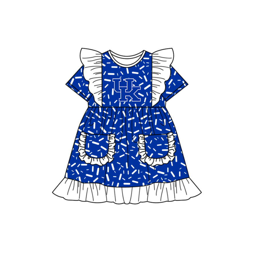 Custom moq 5 mix size milk silk summer teams baby girl clothes blue short sleeve dress and rompers series