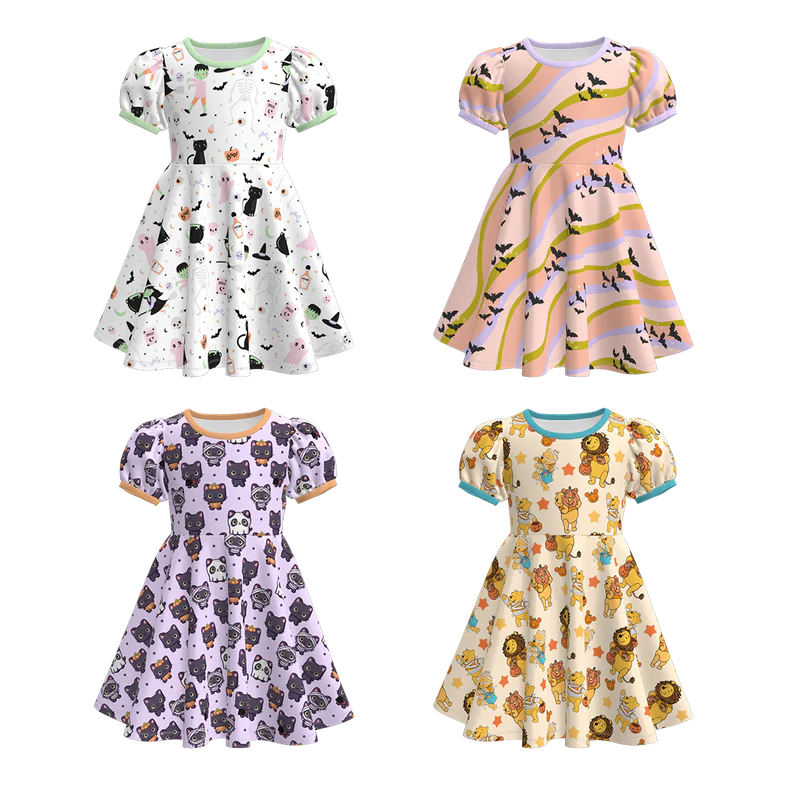 Custom moq 5 each style eta 6-7weeks baby girls summer short sleeve dress