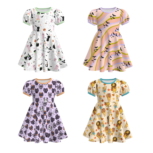 Custom moq 5 each style eta 6-7weeks baby girls summer short sleeve dress