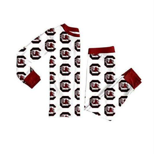 Custom moq 5 mix size milk silk summer teams baby boy clothes brick red long sleeve pants sets-25.8.28