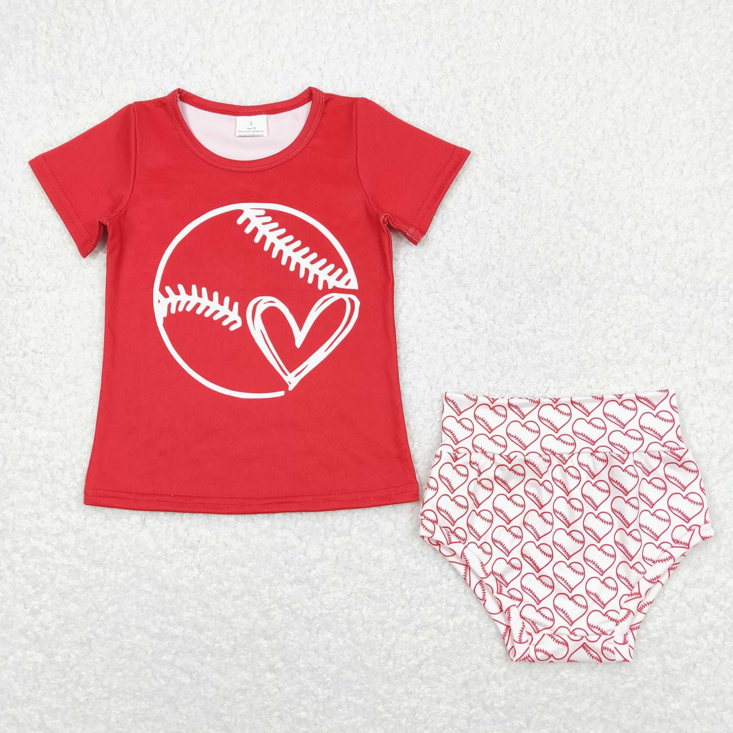 GT0430+SS0170 Baseball love red short-sleeved top  Love baseball white briefs set