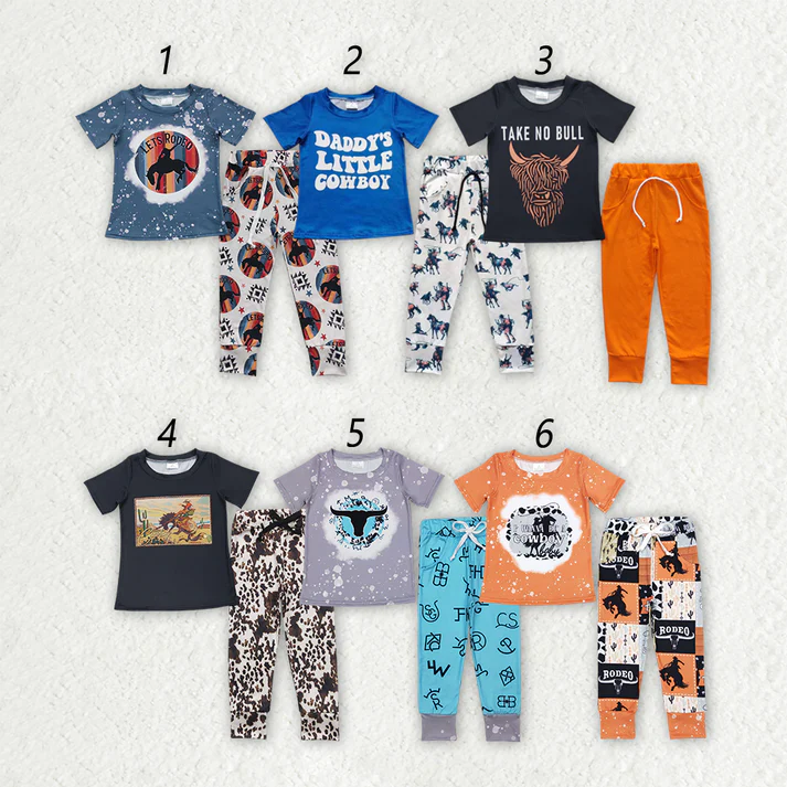 RTS NO MOQ Girls Boys short sleeve pants Sets