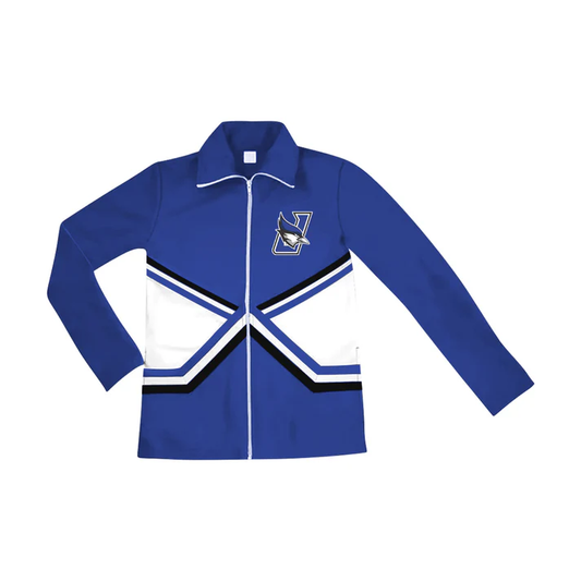 Custom moq 5 mix size milk silk baby girls clothes team blue long sleeve jacket-25.7.23