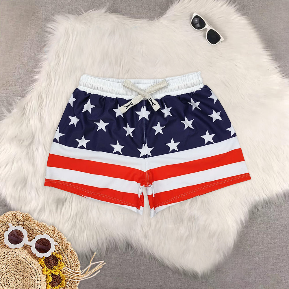 RTS NO MOQ baby boy clothes 4th of july summer swim trunks