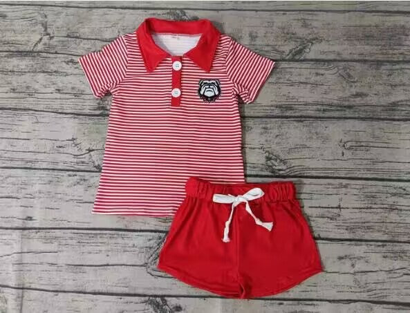 custom moq 3 eta 6-7weeks baby girls clothes team red Short Sleeve Shorts Set